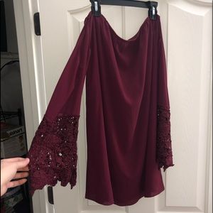 Strapless with sleeves semi-formal dress